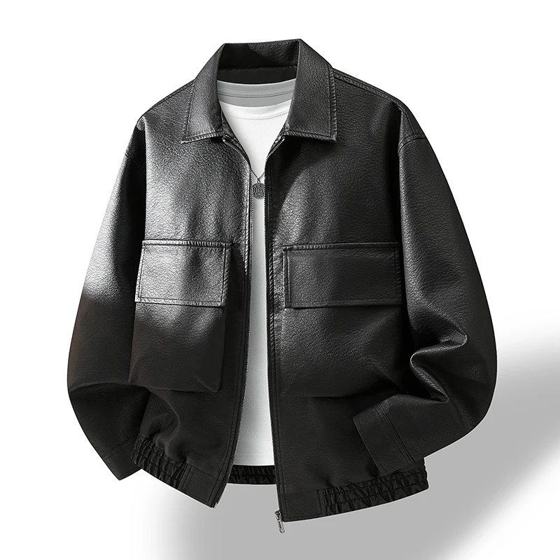 Men's Outdoor Fishing Casual Windproof Breathable Jacket Autumn Winter Fashionable Retro Trend Handsome Imitation Leather Jacket