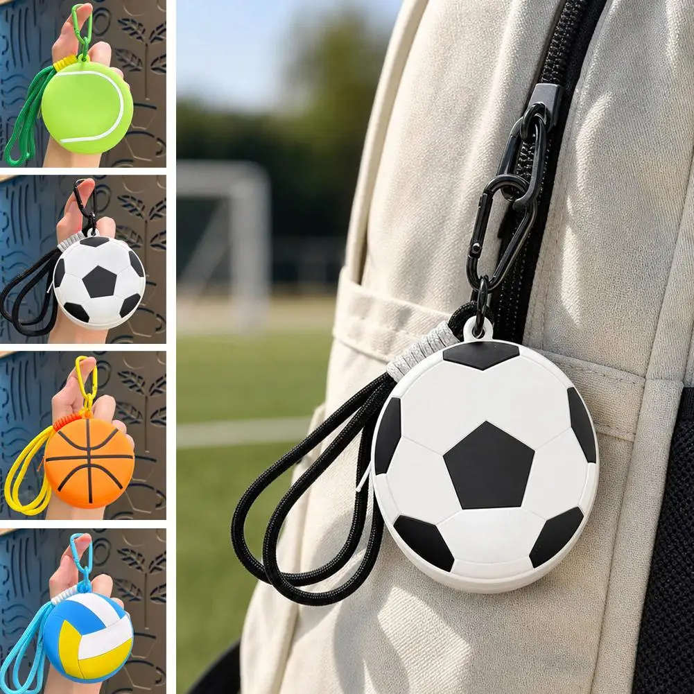 Creative Sports Style Silicone Coin Purse Wallet Basketball Football Shaped Storage Bag Headphone Box Schoolbag Pendant Keychain