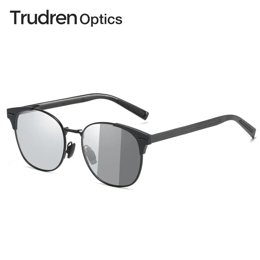 Trudren Unisex Trendy Retro Metal Sunglasses for Men Women Horn Rimmed Fashion Sun Glasses UV Protection Polarised Sunglass 1528