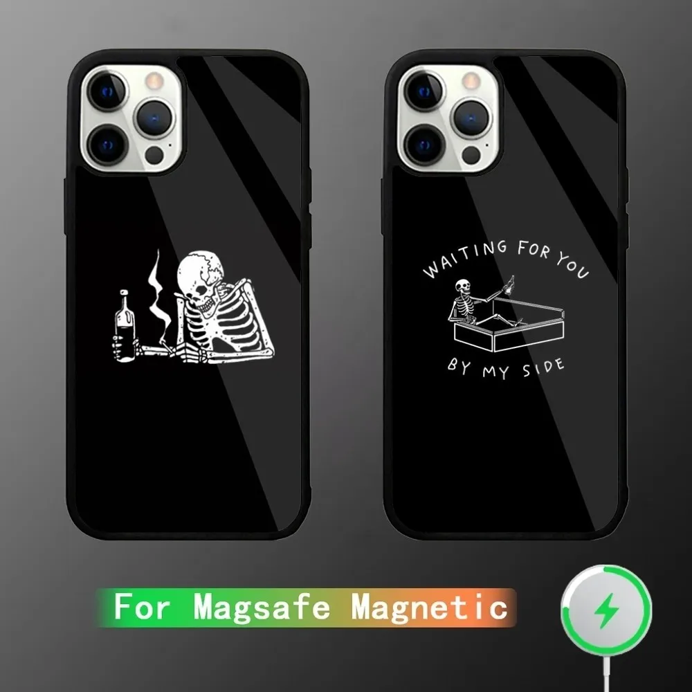 

Skeleton Skull Cute Phone Case For iPhone 16,15,14,13,12,11,Plus,Pro,Max Mini Magsafe Magnetic Wireless Charging