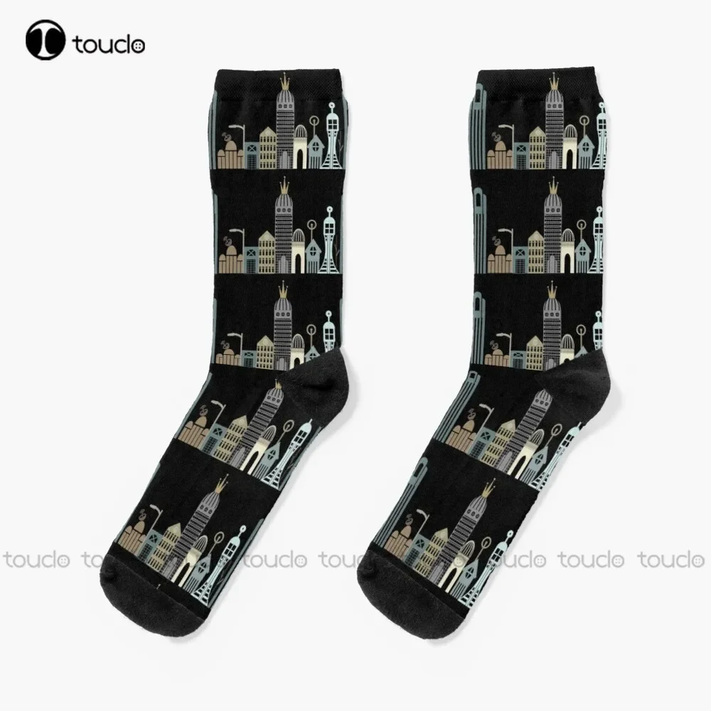 Hipster Cityscape Socks Cute Socks For Women High Quality Cute Elegant Lovely Kawaii Cartoon Sweet Cotton Sock New Popular 1Pair