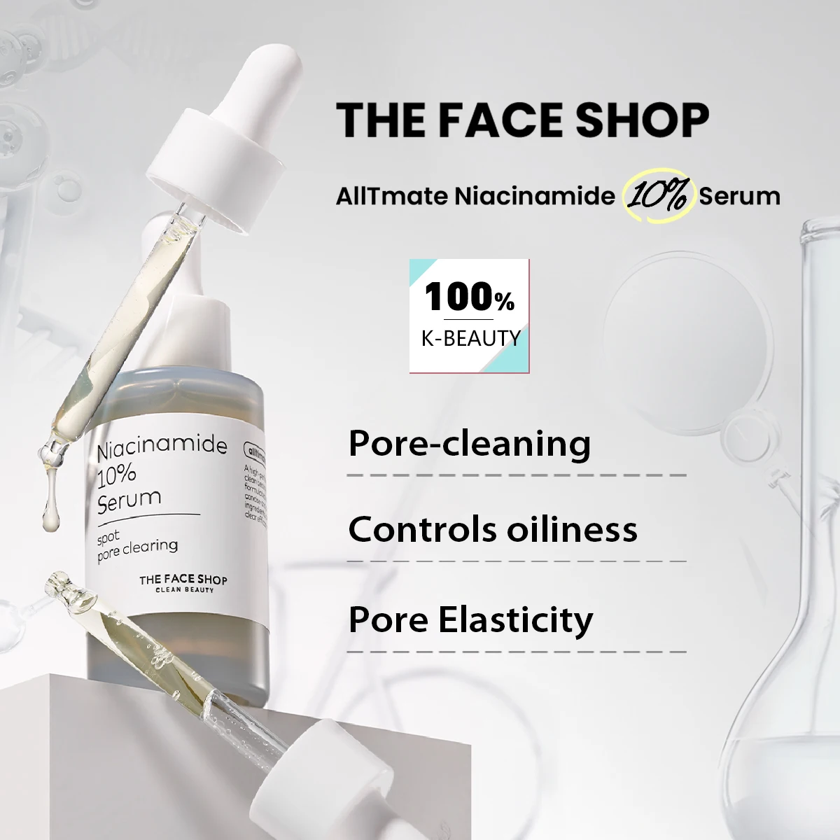 THE FACE SHOP ALLTIMATE NIACINAMIDE 10% SERUM,Fast Penetration & Absorption,Zero Heavy Sensation,Korean Skincare,Korean Makeup