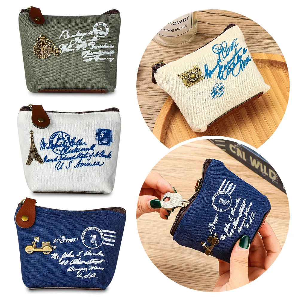 

Canvas Cute Retro Key Bag Mini Wallet Coin Purse Mini Coin Pouch