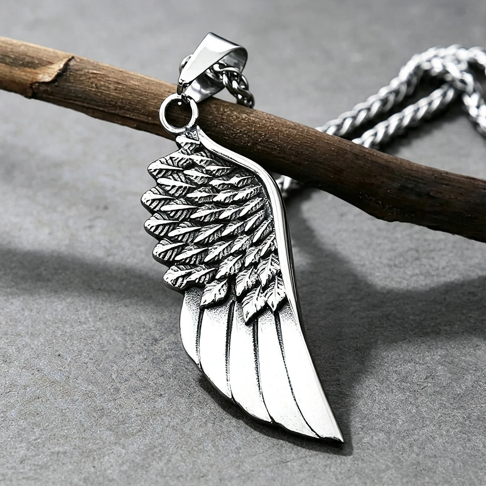 Angel Wings Feather Pendant Necklace Memorial Keepsake for Unisex Stainless Steel Guardian Angel Religious Jewelry Gift Dropship