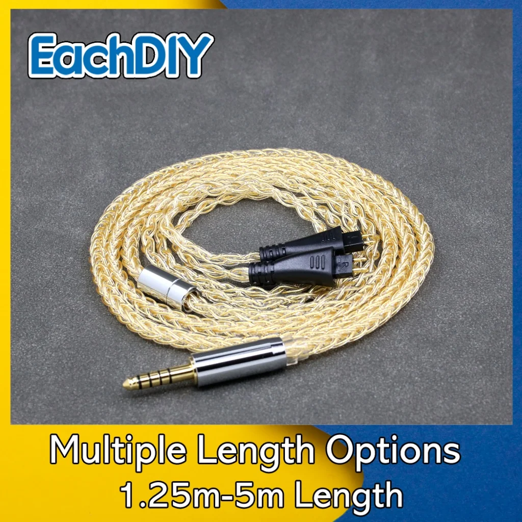 

8 Core 99% 7n Pure Silver 24k Gold Plated Earphone Cable For FOSTEX TH900 TH1000RP TH1100RP TH-909 TR-X00 TH-600 MK2 8415