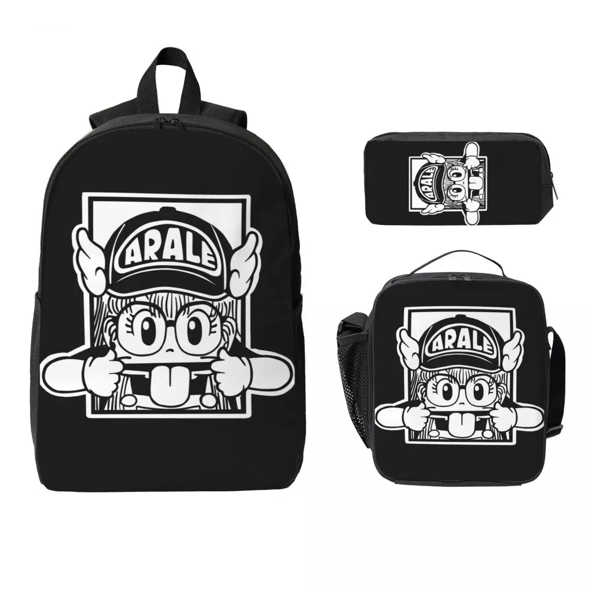 

ARALE Backpack Student Boys Girls BookBag School Bag Computer Shoulder Bags 3ps Insulated Lunch Bag Pencil Case