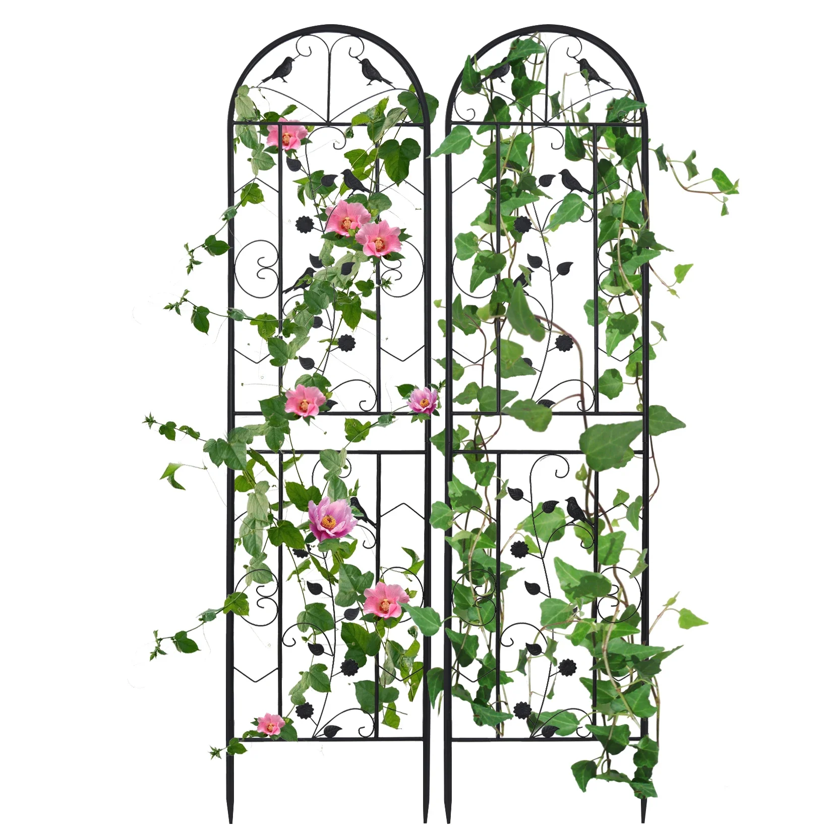 

New Large Metal Garden Trellises Climbing Plants - 82.7 Inch Tall & 2 Pack - Metal Fence Trellis Gardening Vines Plant Support