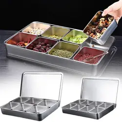 Stainless Steel Seasoning Box Set Japanese Flavor Box With Lid Ingredient Organization Square Kitchen Storage Box