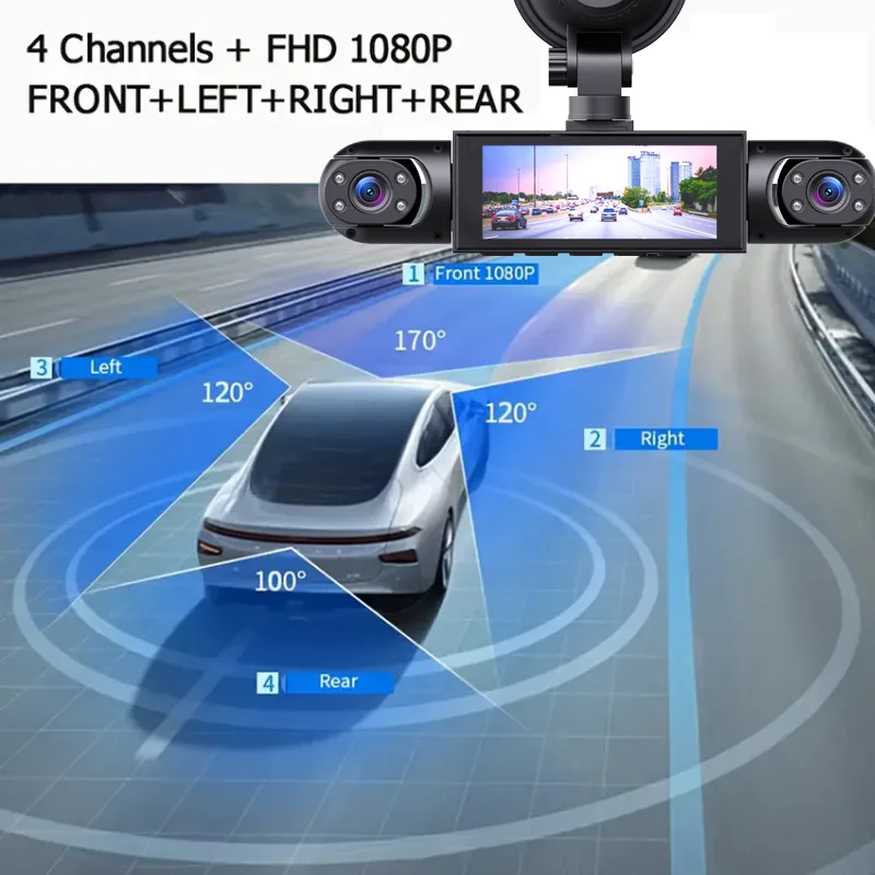 4 عدسة 360 ° داش كام صوت 1080P مسجل فيديو سيارة DVR تسجيل كاميرا الجبهة اليسرى اليمنى الرؤية الخلفية السيارات 4ch داشكام 24H وقوف السيارات #6