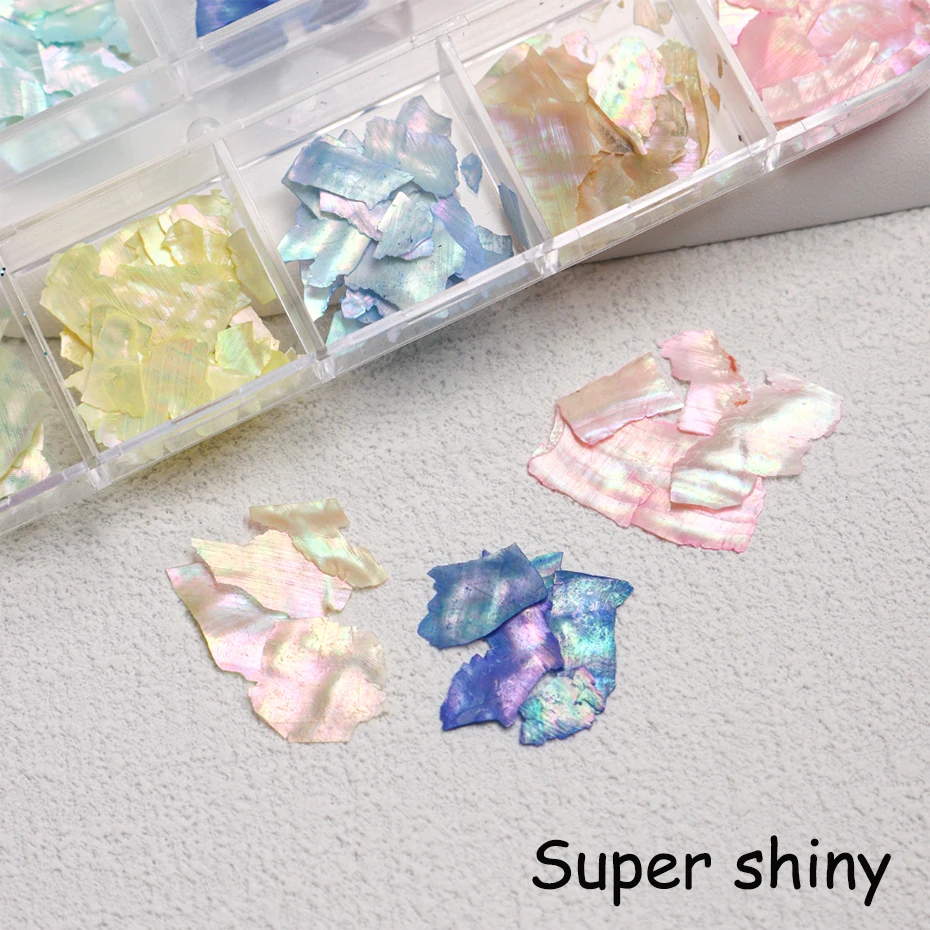 12 شبكة غير النظامية بريق أذن البحر قذيفة رقائق لمسمار الفن الديكور ثلاثية الأبعاد سحر شرائح الصيف لتقوم بها بنفسك مانيكير Paillette اكسسوارات