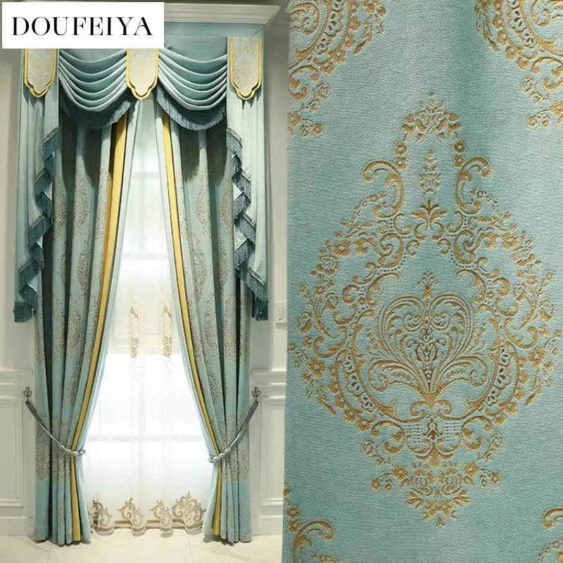 

Custom Size！！ European Thick Luxury Embroidered Curtains for Living Dining Room Bedroom Decor White Tulle Modern Elegant Fashion