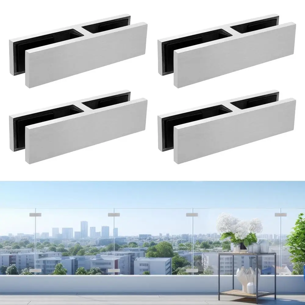 304 Stainless Steel Glass Clamp Holder Bracket Frameless Glass Balustrades Stabilizer with Rubber Gasket Double Sided Clamp Pool