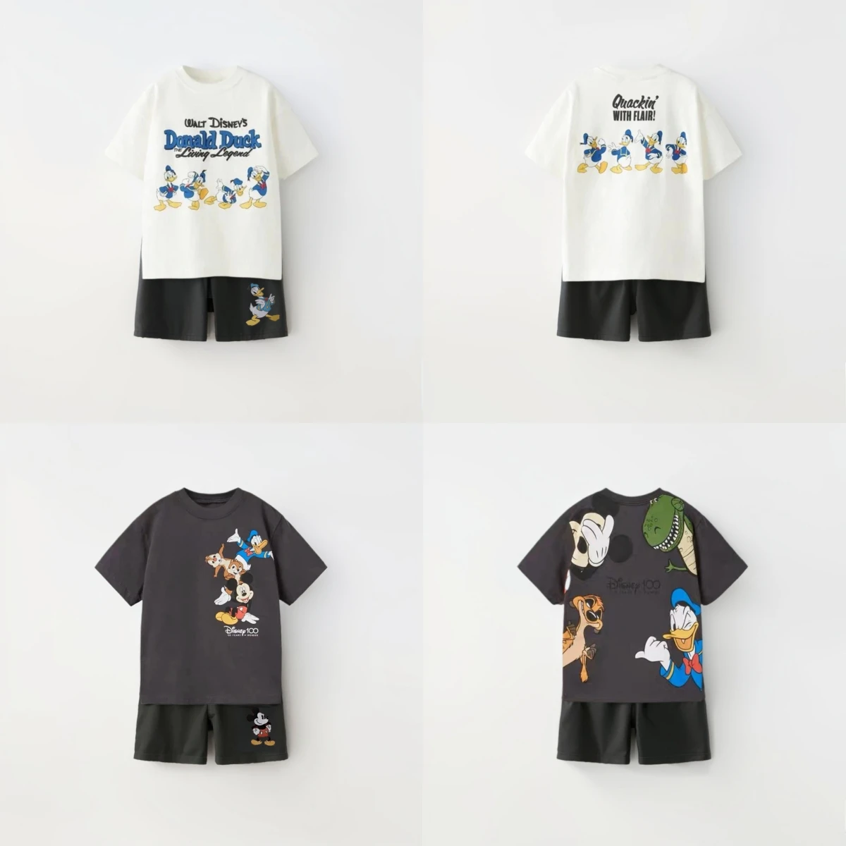 Disney Donald Duck Boys 2-piece/set Summer Clothing New Children's Short Sleeve Set Loose Fashion Trendy Girl And Boy Sportswear