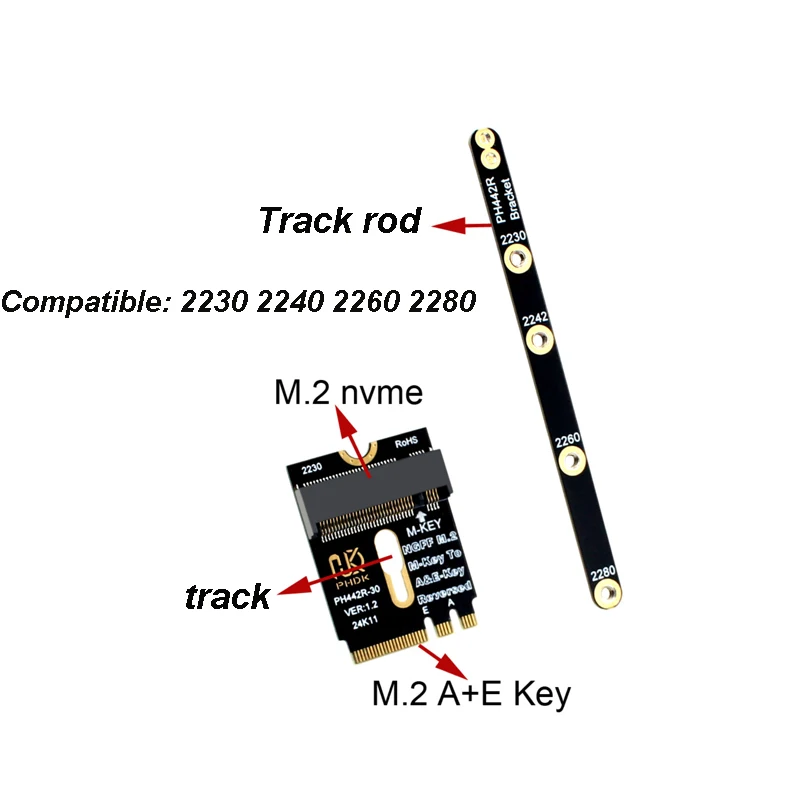 Адаптер M.2 Key A+E к NVME SSD Интерфейс M.2 WIFI A/E Key к M Key gen3 X4 для 2230 2242 2260 2260 2280 SSD Riser Card