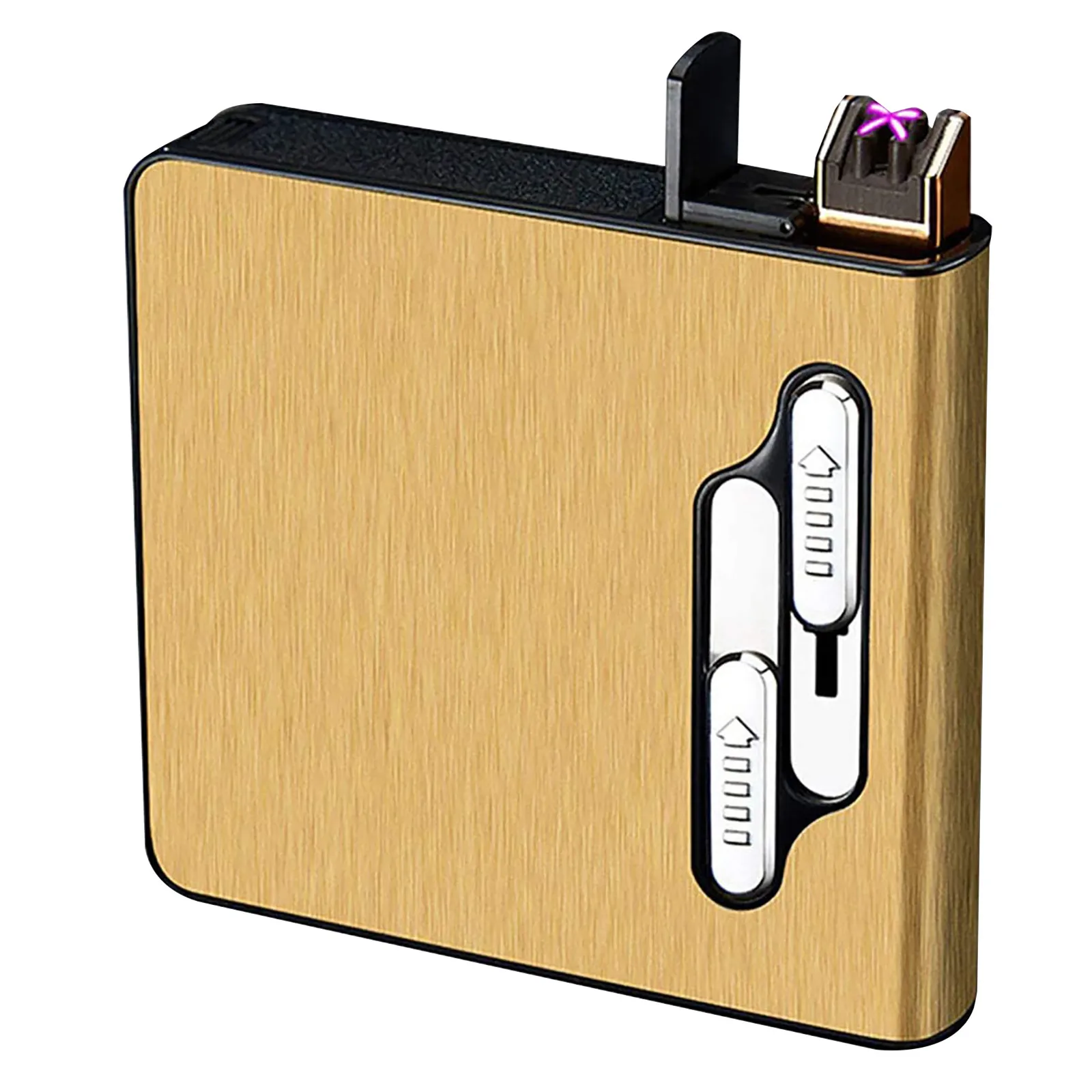 Cigarette-Case,Rechargeable Dual-Arc Lighter Cigarette-Box,Holds 20-Cigarettes