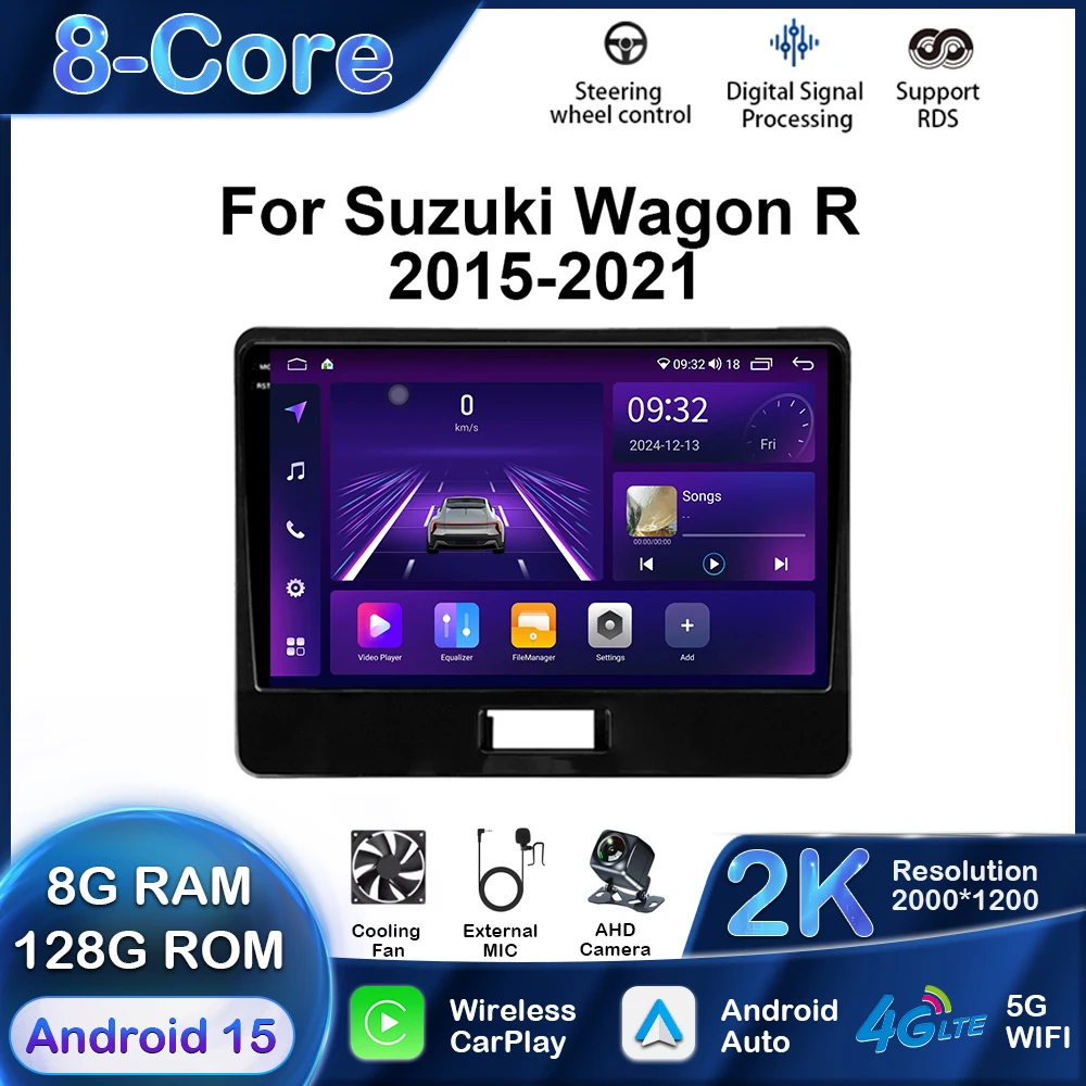

Автомобильный мультимедийный плеер для Suzuki Wagon R 2015-2021, Android, GPS-навигация, Carplay, авто стерео радио, стерео DSP 2Din, WIFI QLED