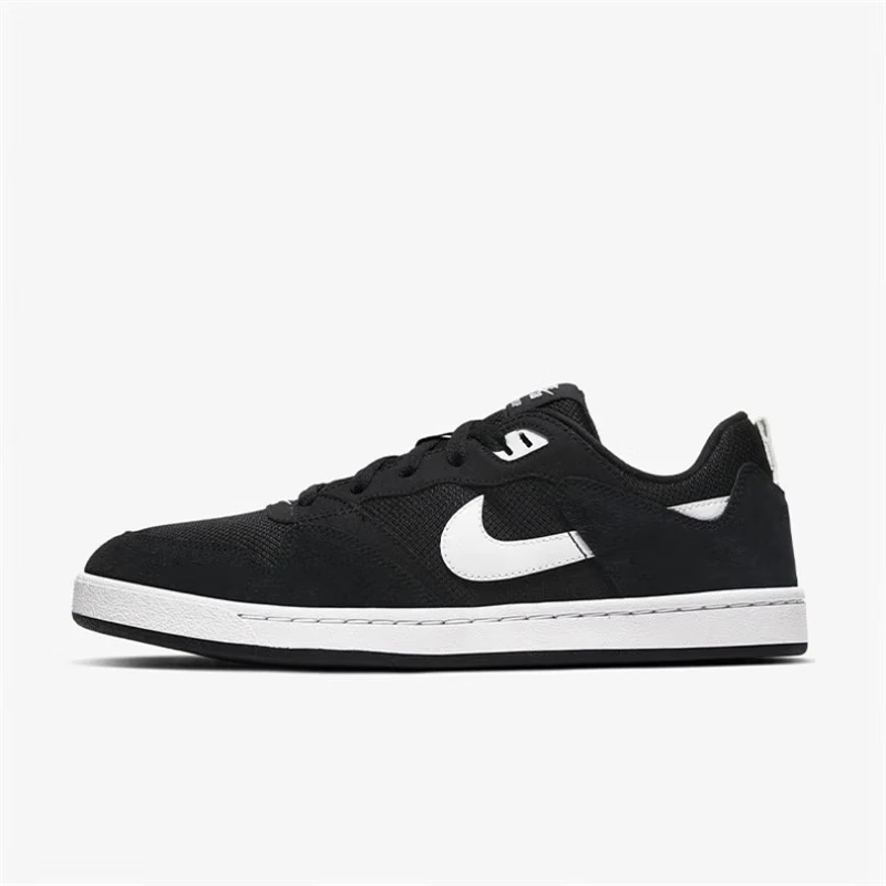 Nike SB Alleyoop Leather Anti slip, Wear resistant, Lightweight, Low cut Trendy Board Shoes Men's Shoes Black and White