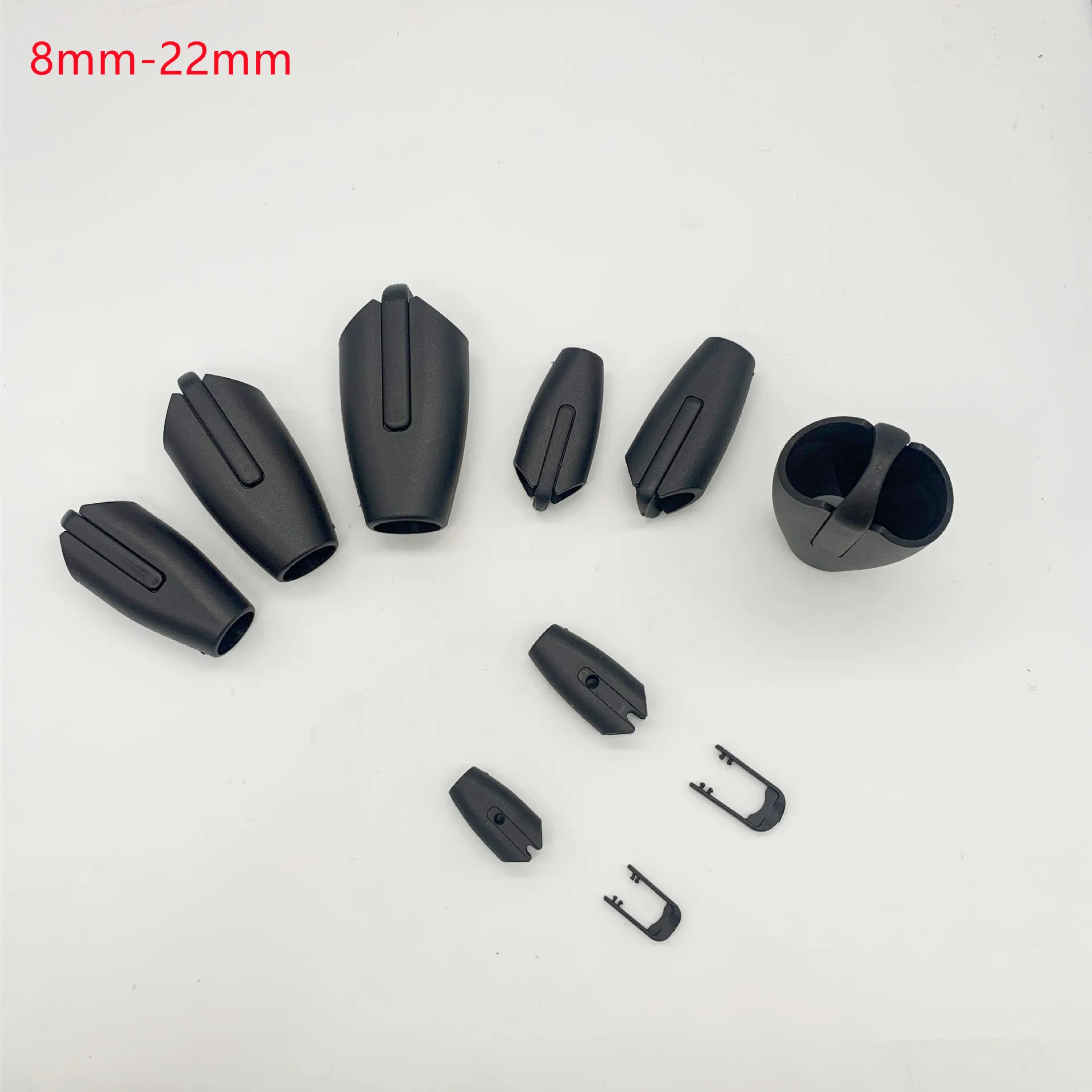 Zaciski do lin plastikowych, czarne, klamry z POM, średnica 8mm 10mm 12mm 14mm 16mm 18mm 20mm 22mm