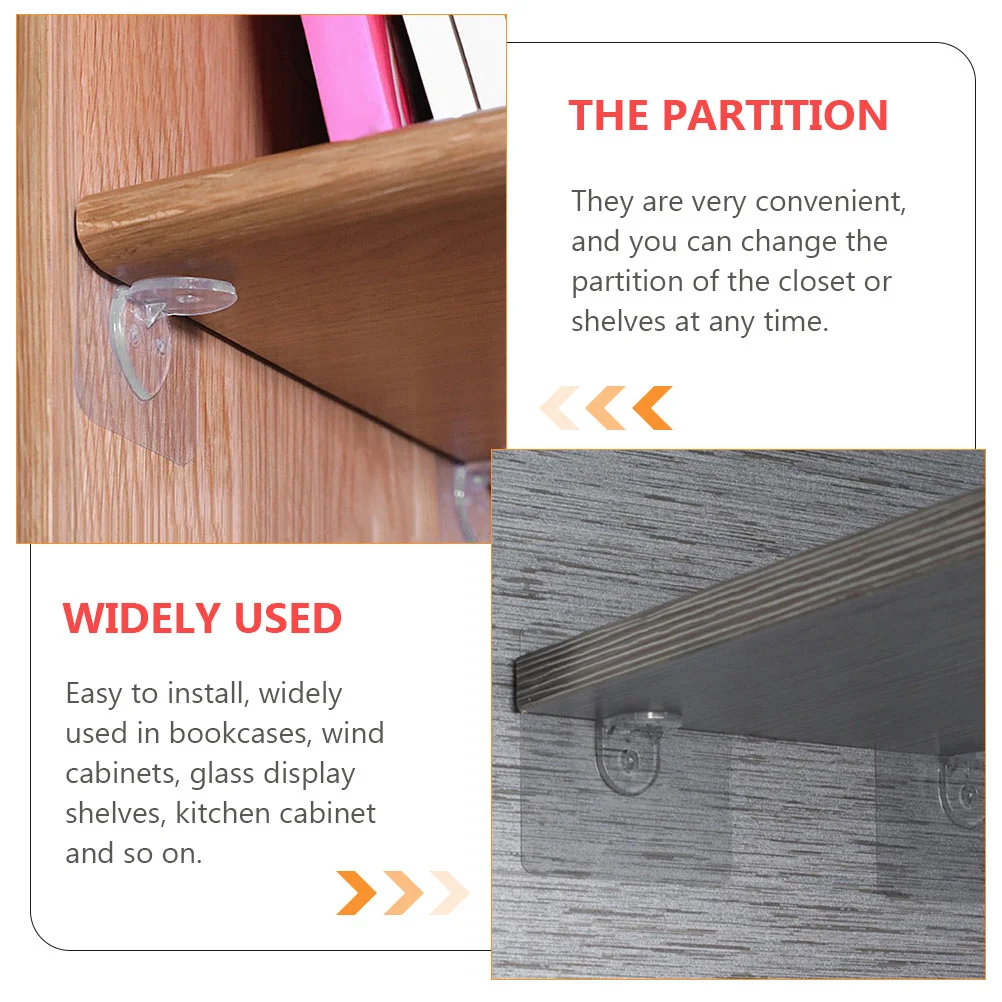 

20Pcs Plastic Cabinet Shelf Clips Punch-Free Wall Stickers for Closet Cupboard Display Cabinet Furniture Partition Holders