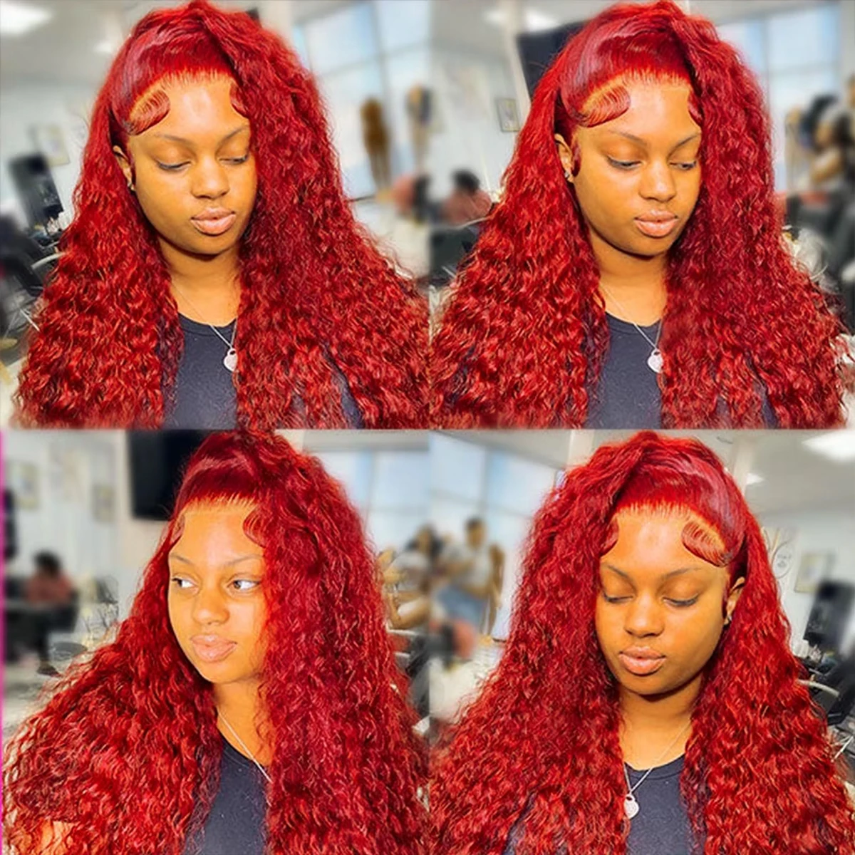220 Density Deep Wave Red Wig Human Hair 30 Inch 13x4 Hd Lace Frontal Wig Pre Plucked Colored Curly Human Hair Wigs For Women