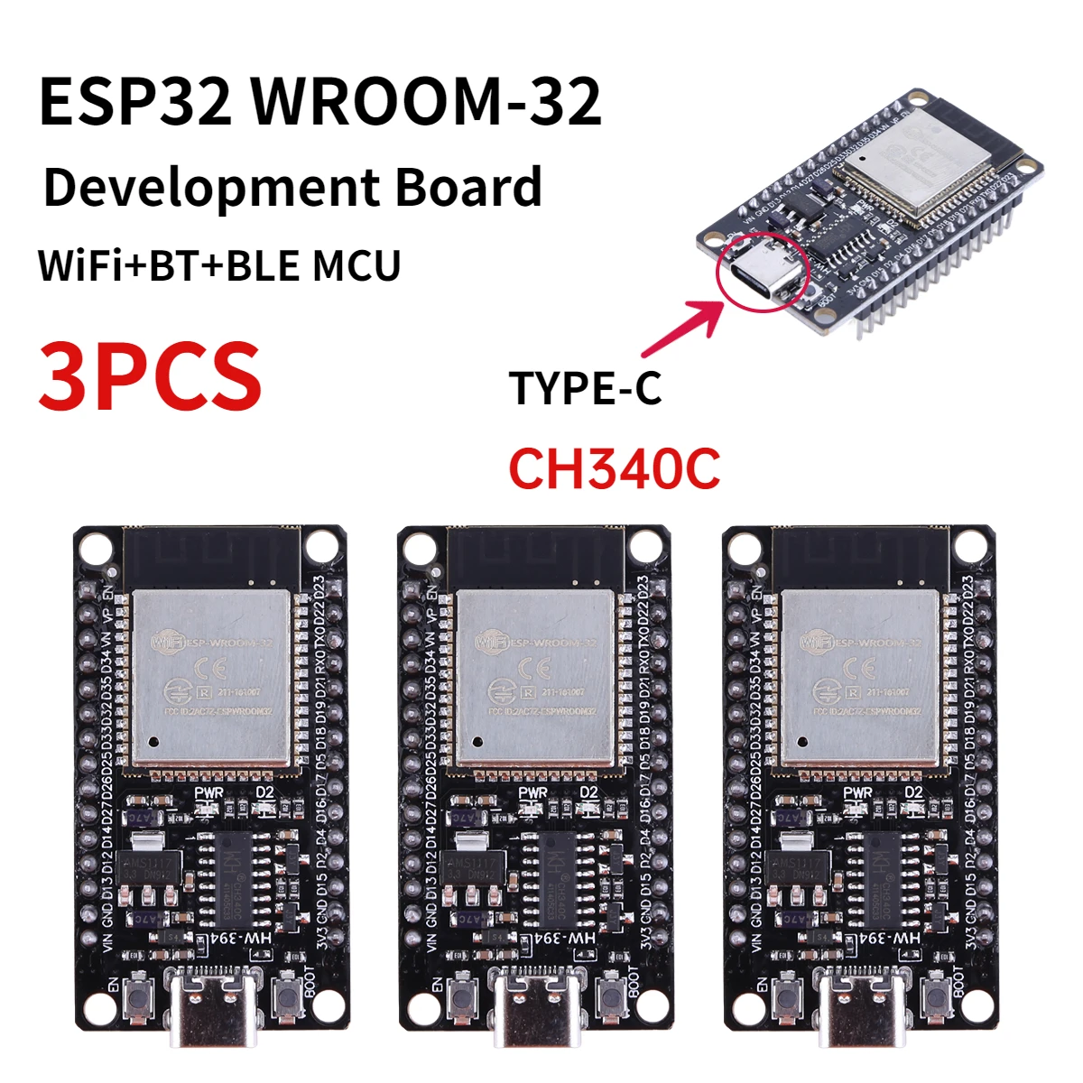 ESP32 -32 Development Board TYPE-C CH340C/ USB CP2102 WiFi+Bluetooth Ultra-Low Power Consumption Dual Core Wireless Module image 3