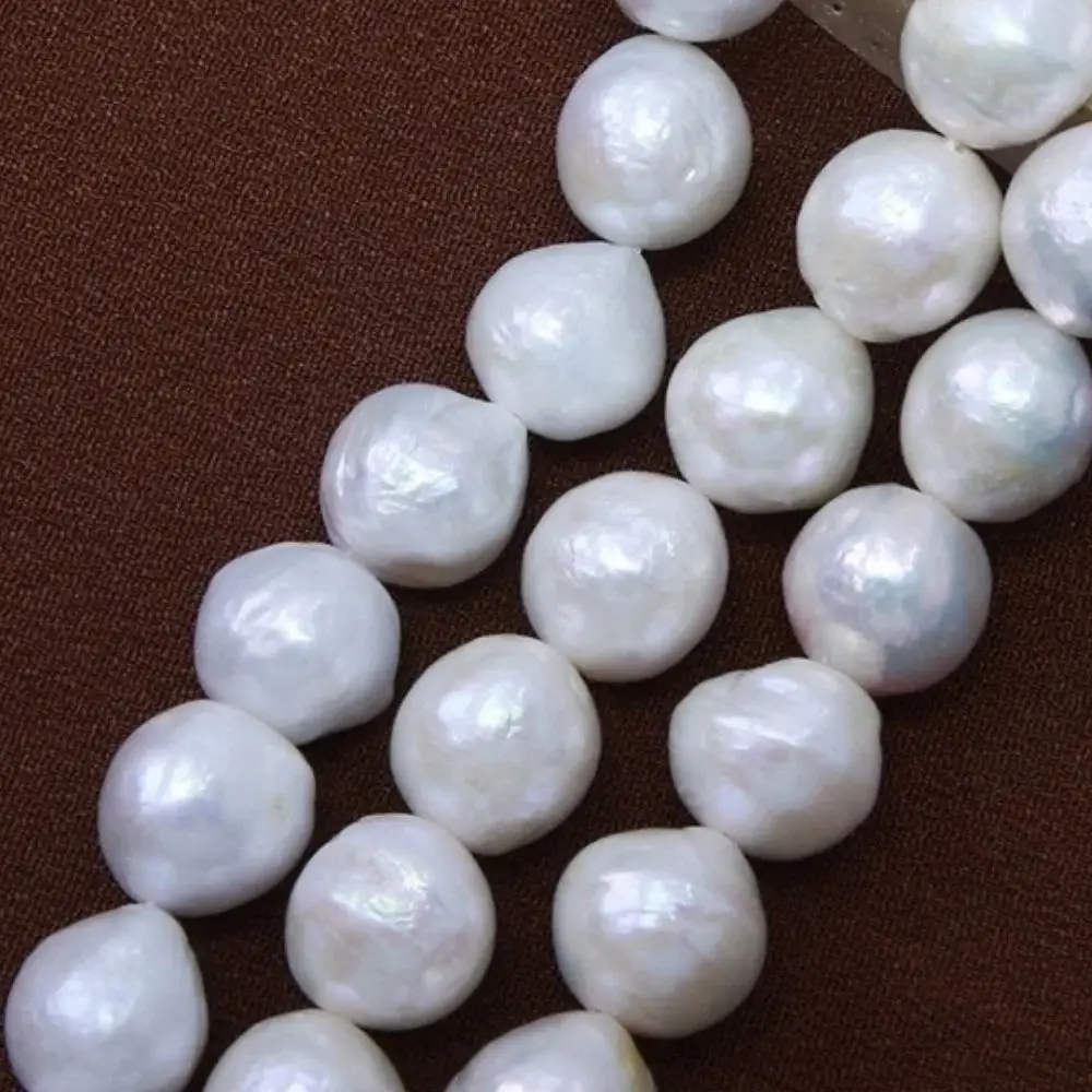 

9-10mm Round Natural Freshwater Pearl Baroque Irregular Loose Beads Through Hole Jewelry Making DIY Necklace Bracelet 1Strand