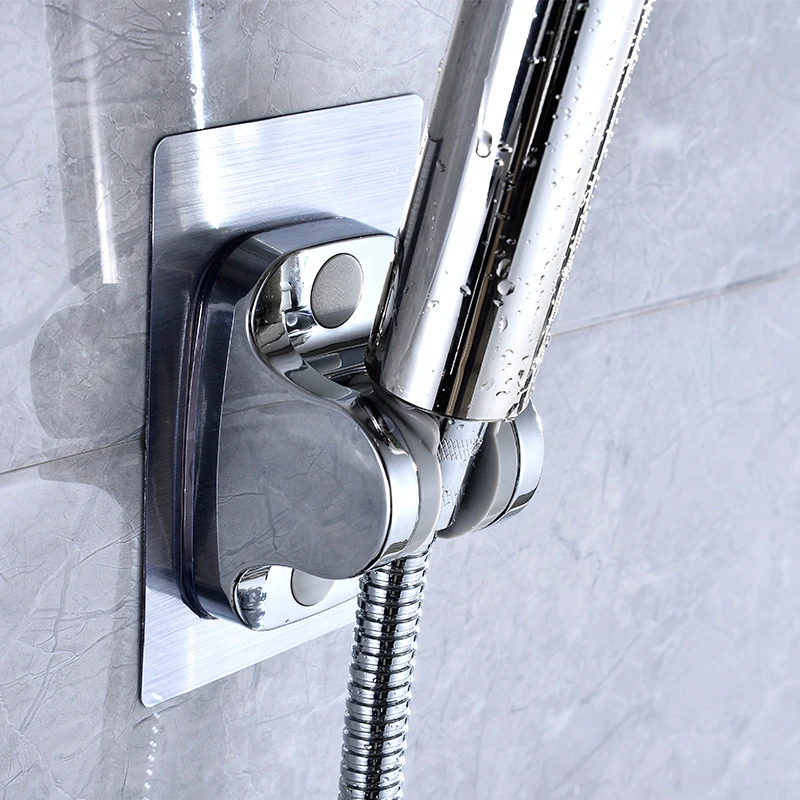 Imagen 3: Soporte para cabezal de ducha con adhesivo fuerte, resistente al agua, ajustable, para baño, Base fácil de instalar, 1 ud.