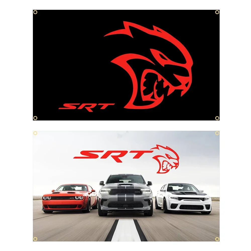 3X5Ft SRT Hellcat Demon Dodge Challenger Auto da corsa Bandiera Banner Decorazione 90x150 cm Jemony