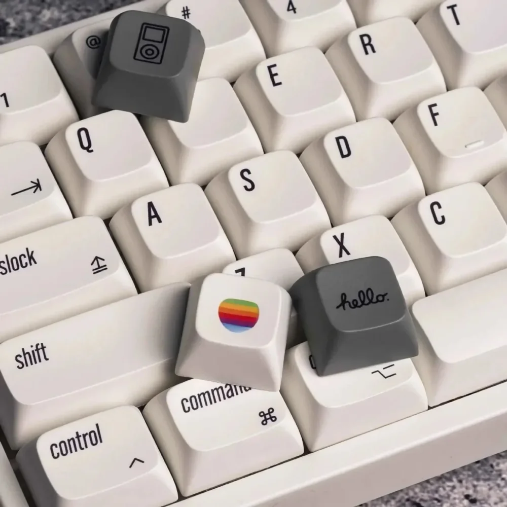 

Mac Apple Style Keycaps, XDA Height, PBT, Heat Sublimation, Minimalist White Mechanical Keyboard for Cherry MX Switch DIY