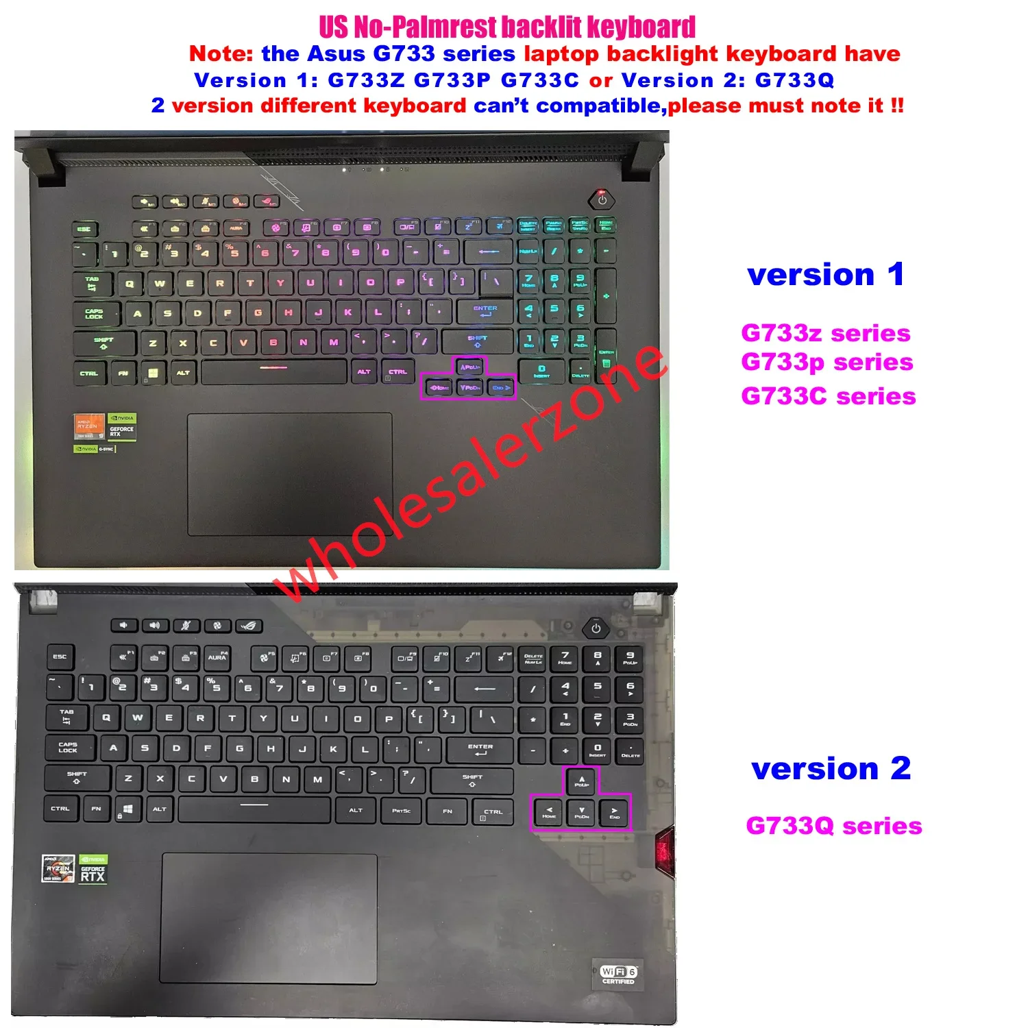 Nuevo teclado estadounidense para portátiles Asus ROG Strix Scar G17 serie G733 G733Q G733Z G733P G733PZ G733C G733CX