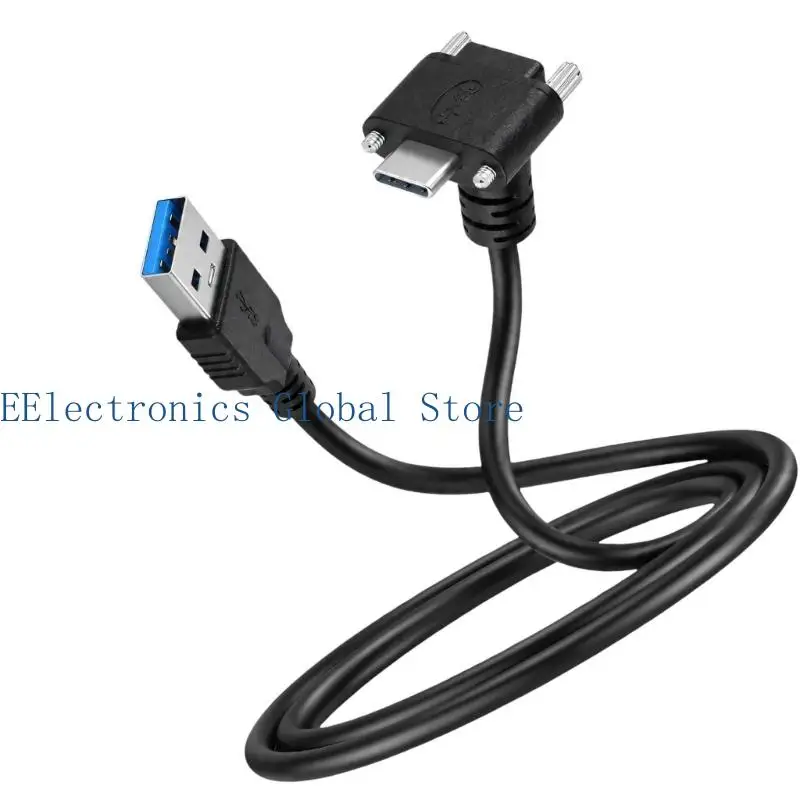 462B Camera Data Transfer Cable with USB-A, Reversible Right-Angle USB Type C and Screw-Locking Housing for Equipment Use