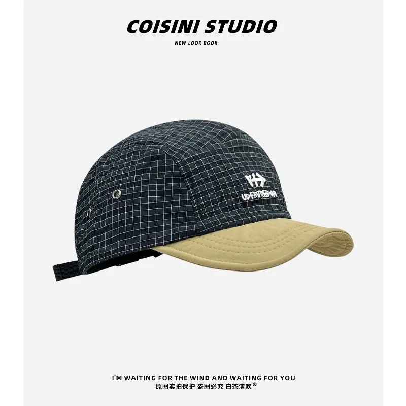 Neue, farblich abgesetzte, karierte, bestickte Baseballkappe mit weichem Oberteil und schnelltrocknendem Material für Damen und Herren, Sonnenschutz für Frühling und Sommer. – Detail 2