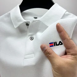 Camisa polo bordada com gola flip, camisa polo anti-pilling para homens de manga curta casual vestido de verão, venda quente, 2024