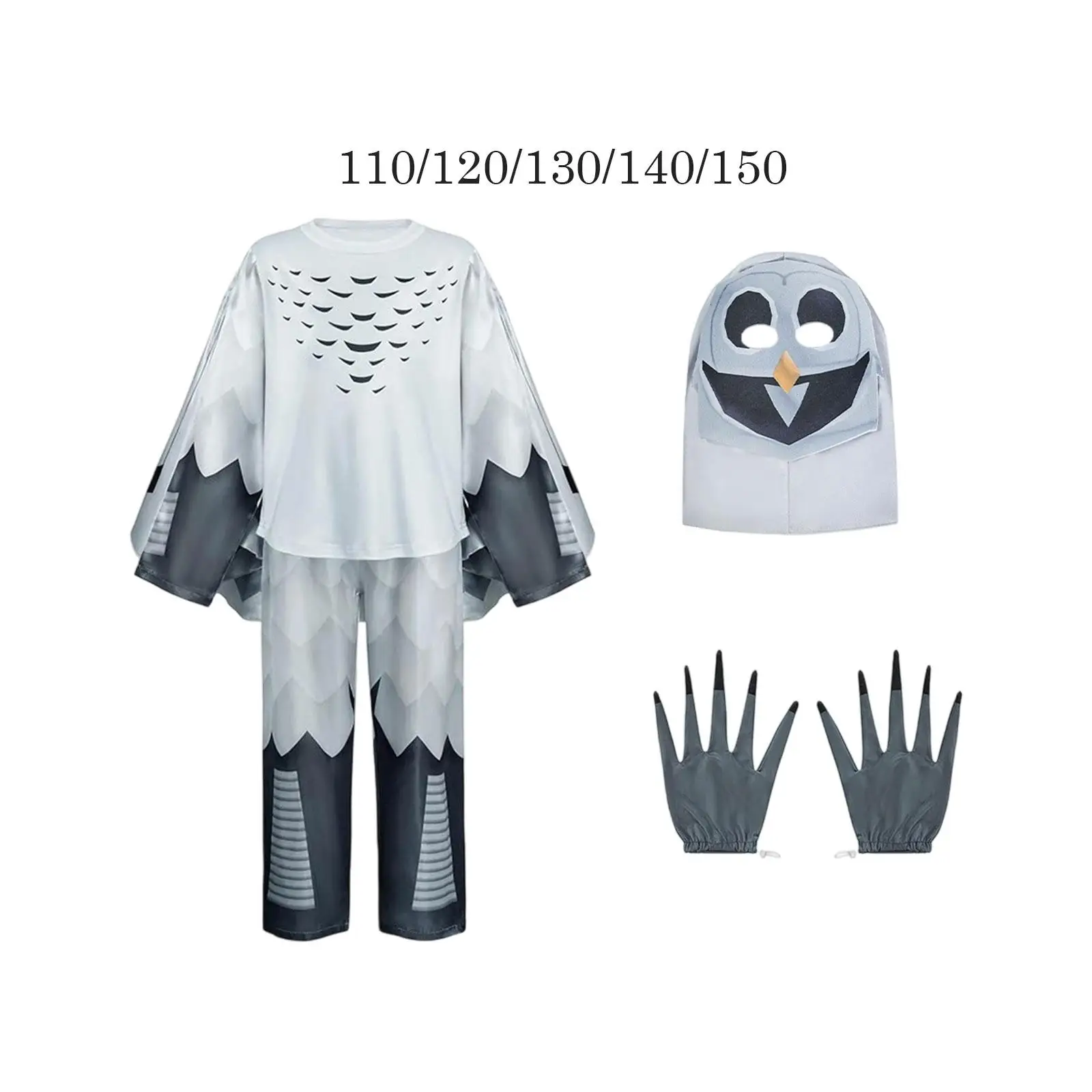 Ensemble de costumes de hibou pour enfants, haut, pantalon, gants à capuche, pour fête de carnaval, jeu de rôle de vacances