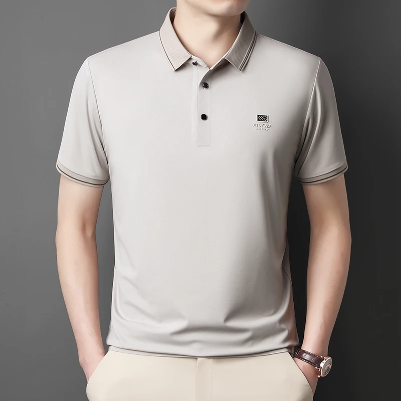 Casual Simple Versatile Skin-friendly and Soft Business POLO Shirt for Middle-aged and Elderly People Comfort and Loose