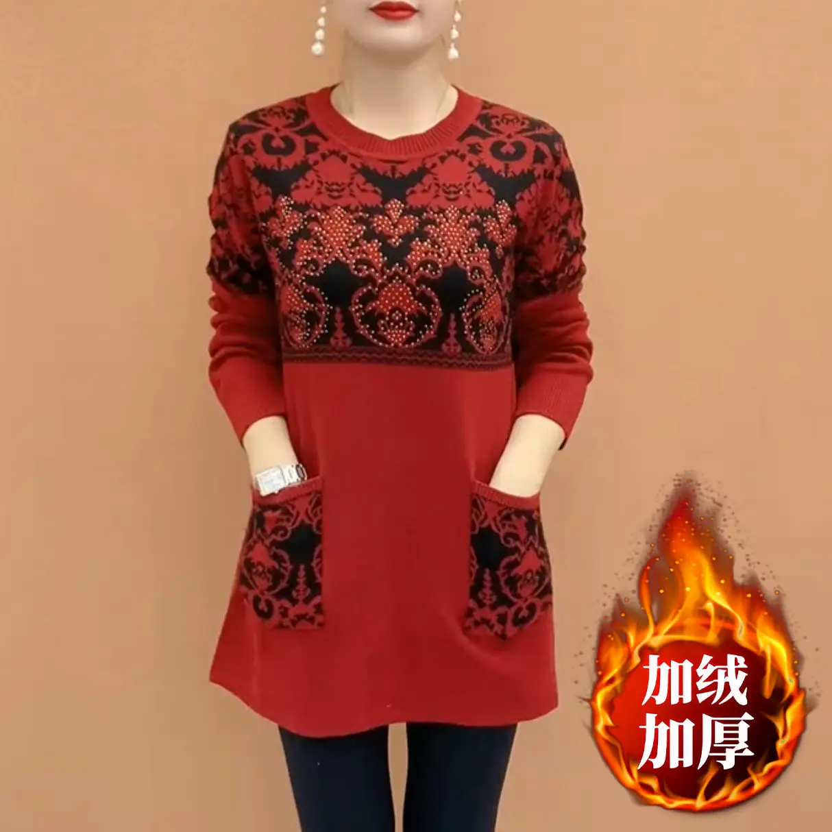 女性用の厚手のベルベットシャツ,ミドル丈のボトム,エスニックスタイルのトップス,大きいサイズ,ゆったりとしたカジュアル,秋冬