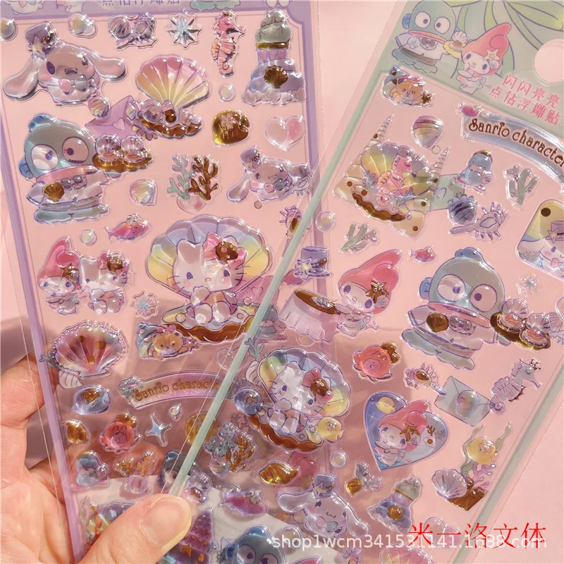 Pegatinas con relieve de cristal 3D: calcomanías de Hello Kitty para niños y niñas, perfectas para álbum de recortes de niños y decoración Gu Ka