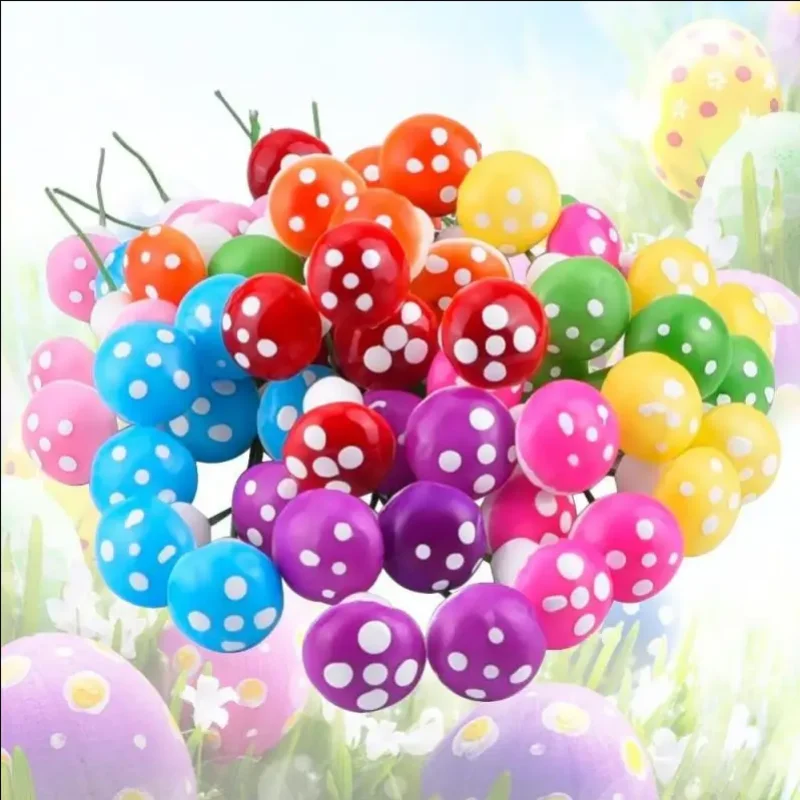 50PCS Mini Color Mushroom DIY Craft Garden Ornament Resin Artificial Foam Potted Plants Moss Decoration Miniature Figurine