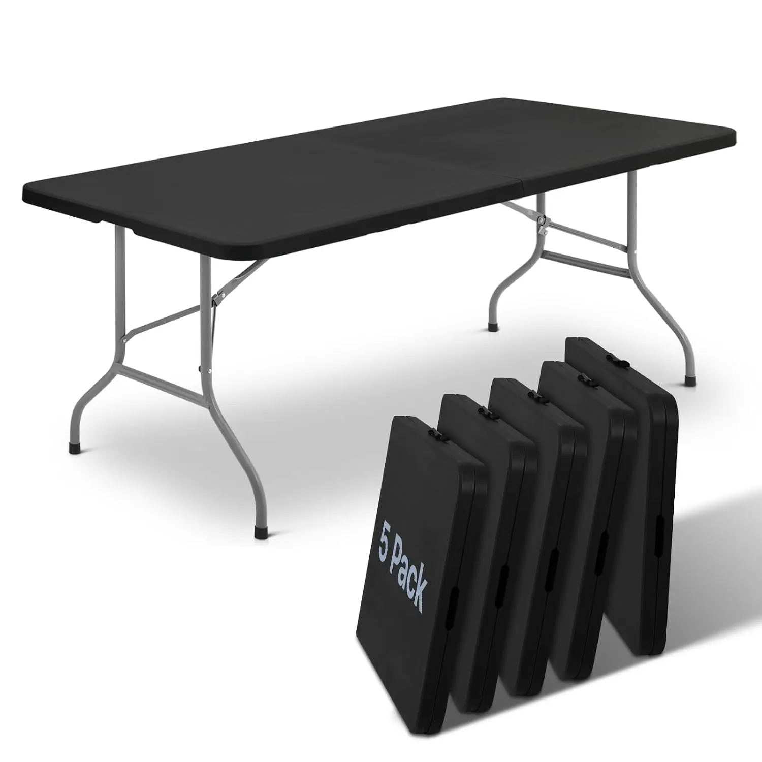 8ft Plastic Folding Table with Handle for Indoor Outdoor Party Events Commercial Utility, 5 Pack, Customized