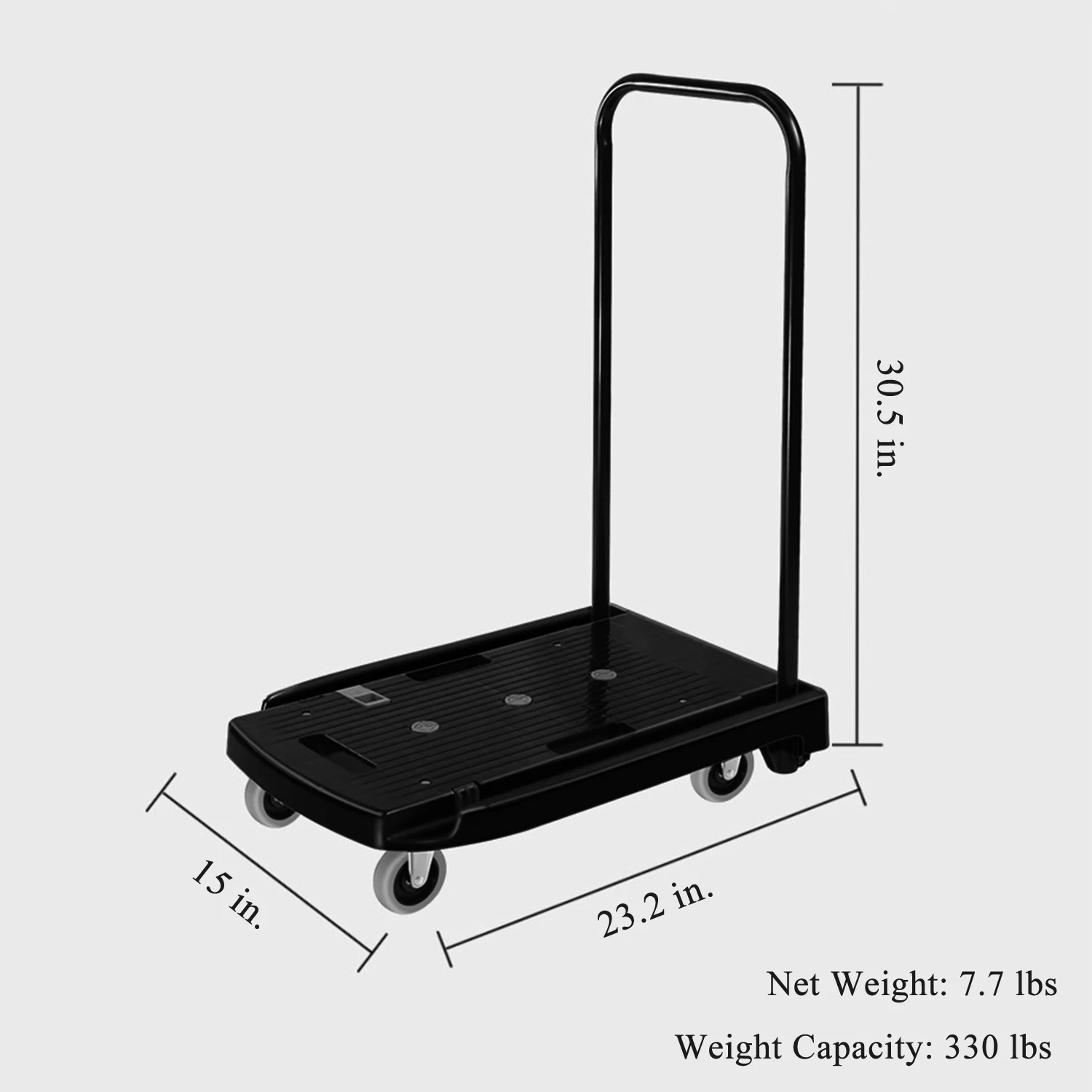 Capacity Black Plastic Steel Body Foldable Platform Trolley Push Hand Cart