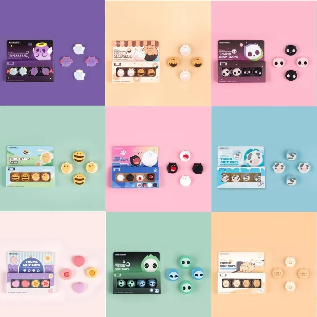 GeekShare-Thumb Grip Caps para Nintendo Switch, Joystick Cover, Série Animal, OLED Lite, Acessórios Nintendo Switch, 19 Tipos, 4Pcs