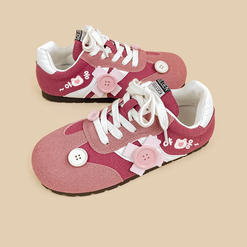 Amy and Michael Lovely Women Pink Flat Sports Casual Sneakers Girls Students Athletic Shoes Fashion Female Tennis Shoes Low Top