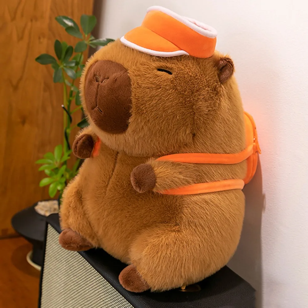Sac à dos de basket-ball en peluche, poupée Capybara, chapeau de basket-ball doux et moelleux, jouet en peluche Capybara mignon Ins, poupée moelleuse