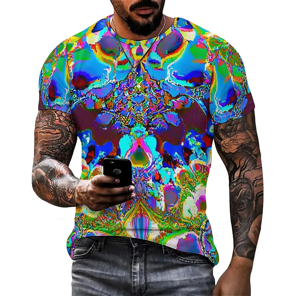 

Christmas New 3D Iridescent Men's 3D Printed Short-Sleeve T-Shirt - Men's Basic Top
