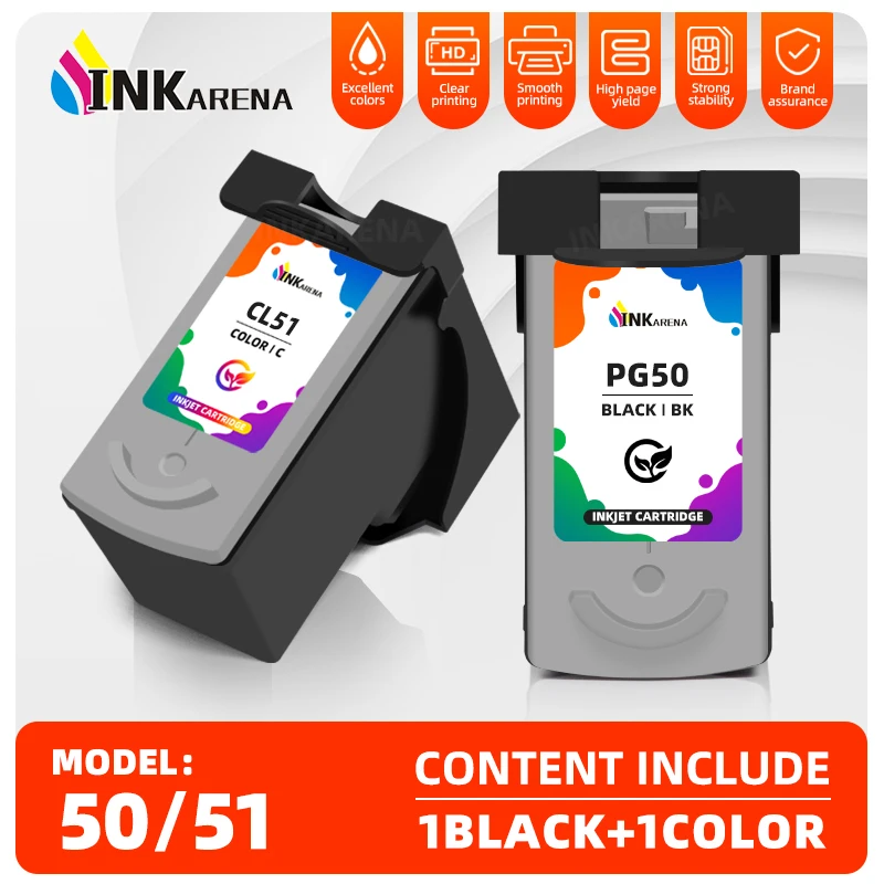 

Inkarena PG-50 CL-51 Compatible Ink Cartridge For Canon PG50 CL51 PIXMA MP170 MP150 MP450 MP460 MP160 MP180 Inkjet Printer