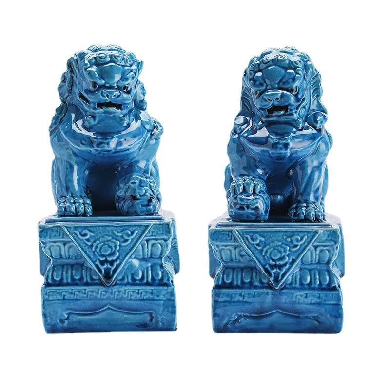 

Jingdezhen, ceramic lion, high temperature, ceramic lion ornament, feng shui ornament, entrance ceramic jewelry, living room