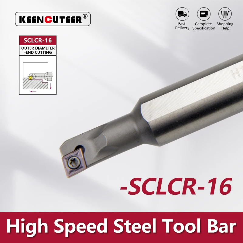 HSS H08K-SCLCR06-16 H10K-SCLCR06-16 H1004K-SCLCR03 High speed steel turning tool SCLCR06 Bar Turning Holder Cutter Bar CNC Lathe