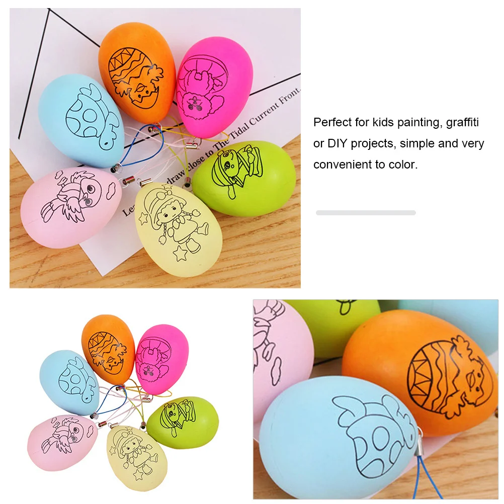 24pcs diy Plastic Easter Eggs For Kids Painting Diy Crafts Easter Egg Ornaments Hand-Painted Simulation Pendant Decor