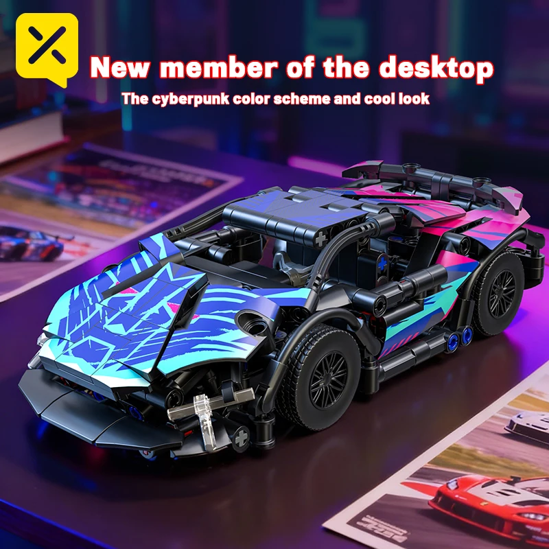 ToylinX 321PCS Mini Cyberpunk Klassieke Sportwagen Bouwstenen Collectible Voertuig Model Desktop Decor Instapmodel Speelgoed Bakstenen