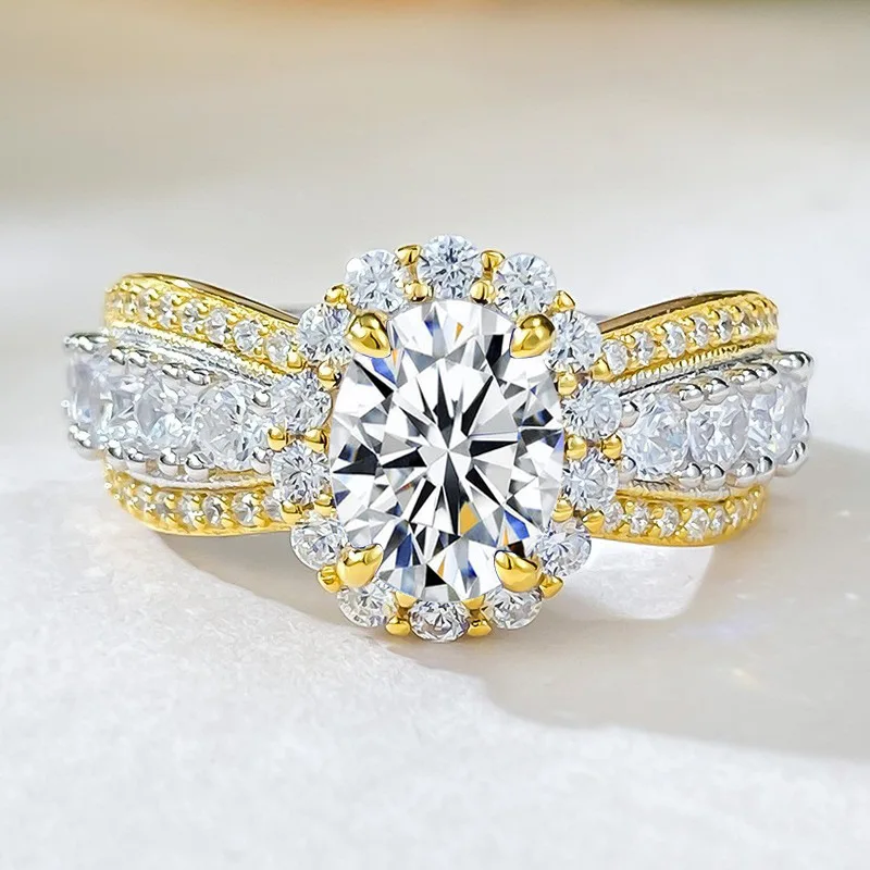 100% Real 6x8MM Oval Moissanite Ring with Certificate Passed Diamond Test Ring Women Wedding Jewelry Gift S925 Silver view 4
